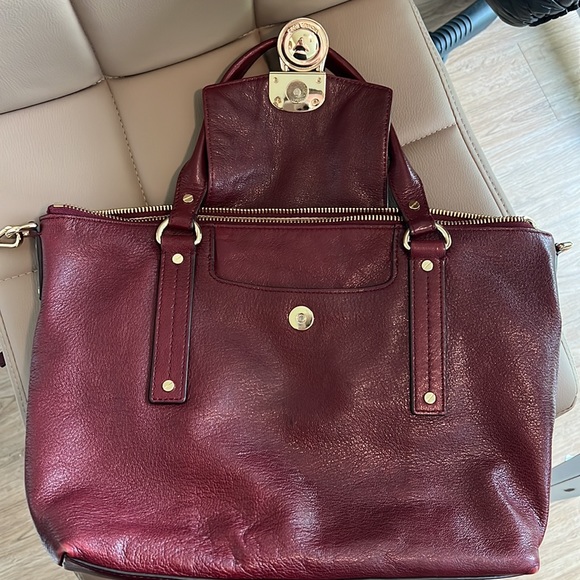 Michael Kors maroon satchel with crossbody strap - Picture 7 of 14